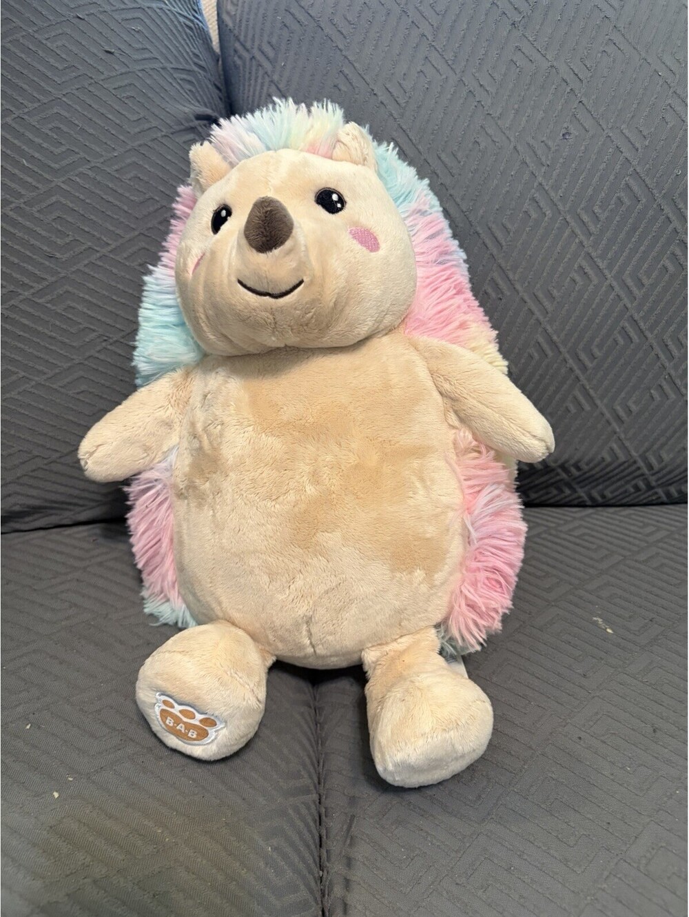Build-A-Bear Workshop BAB Hedgehog Plush Stuffed Animal Rainbow Quills Pastel